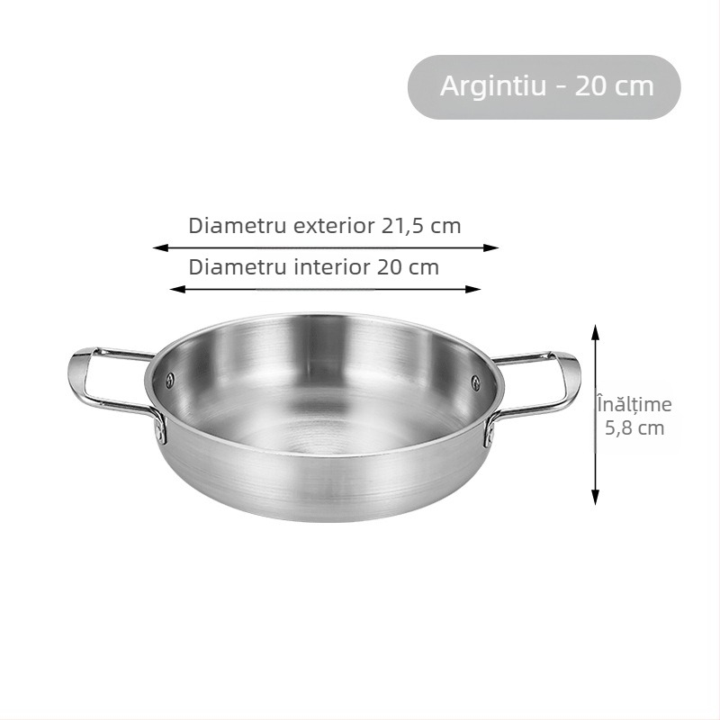 Oală pentru tăiței instant Koreene, oțel inoxidabil, auriu, cu două mânere, fund plat, oală mică pentru gătit în casă