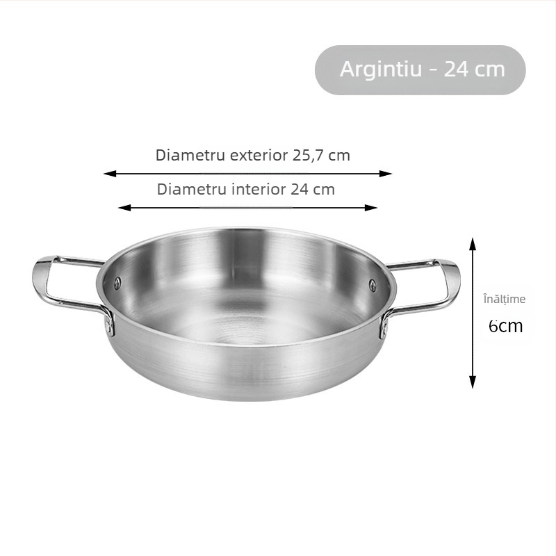 Oală pentru tăiței instant Koreene, oțel inoxidabil, auriu, cu două mânere, fund plat, oală mică pentru gătit în casă
