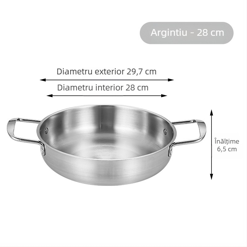 Oală pentru tăiței instant Koreene, oțel inoxidabil, auriu, cu două mânere, fund plat, oală mică pentru gătit în casă