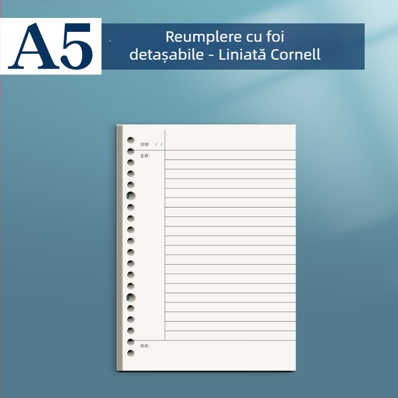 Carcasă pentru notebook cu foi detașabile B5, nucleu înlocuibil
