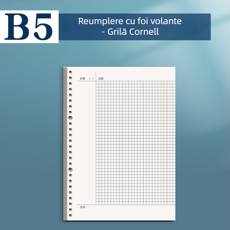 Carcasă pentru notebook cu foi detașabile B5, nucleu înlocuibil