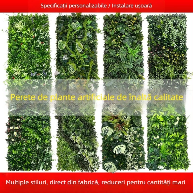 Panou decorativ cu plante artificiale, 50×100 cm, fundal pentru intrarea în mall