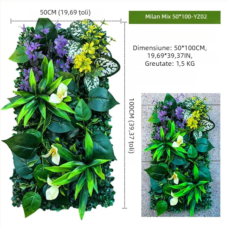 Panou decorativ cu plante artificiale, 50×100 cm, fundal pentru intrarea în mall
