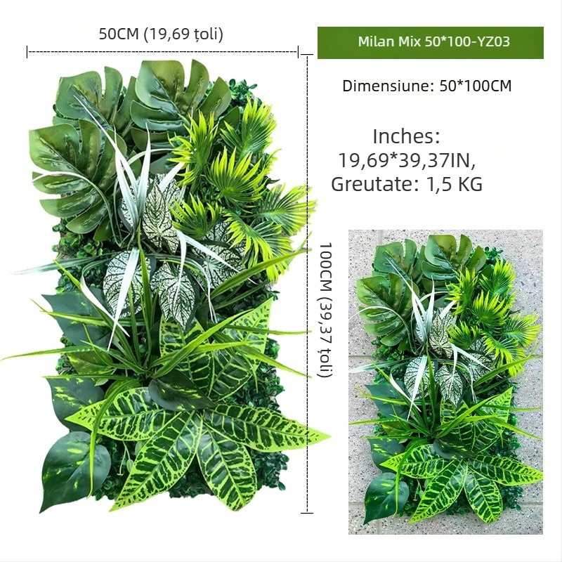 Panou decorativ cu plante artificiale, 50×100 cm, fundal pentru intrarea în mall