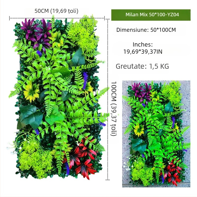 Panou decorativ cu plante artificiale, 50×100 cm, fundal pentru intrarea în mall