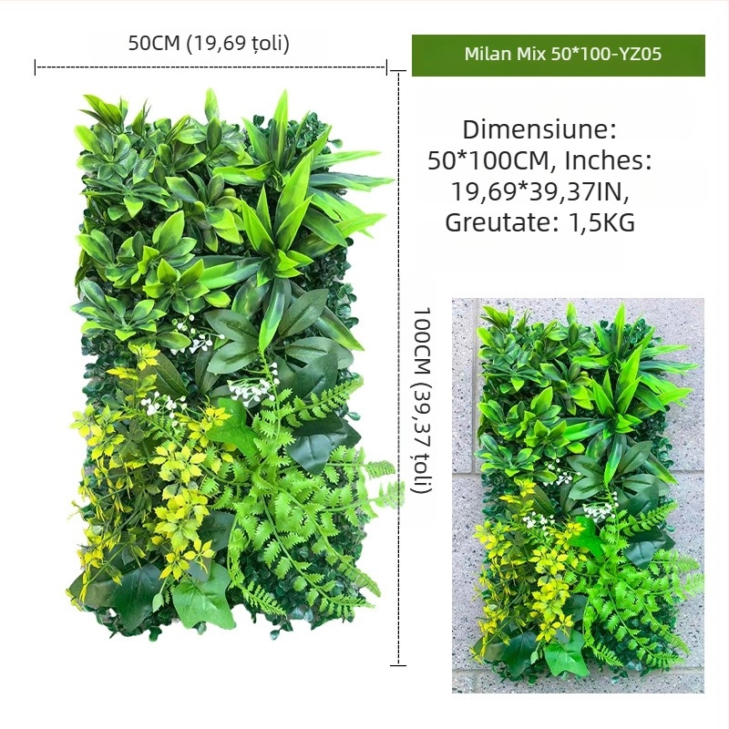 Panou decorativ cu plante artificiale, 50×100 cm, fundal pentru intrarea în mall
