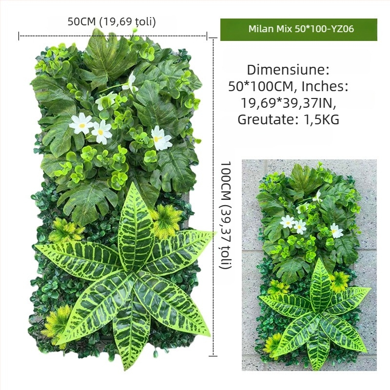 Panou decorativ cu plante artificiale, 50×100 cm, fundal pentru intrarea în mall