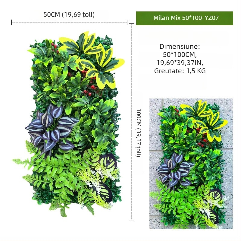 Panou decorativ cu plante artificiale, 50×100 cm, fundal pentru intrarea în mall