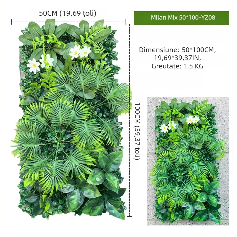 Panou decorativ cu plante artificiale, 50×100 cm, fundal pentru intrarea în mall