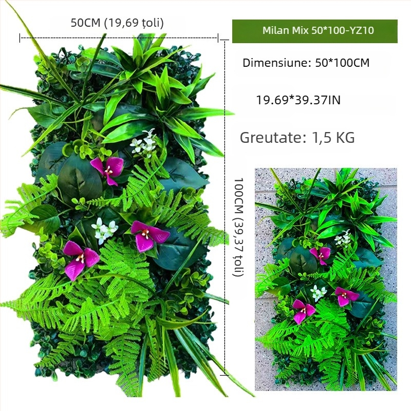 Panou decorativ cu plante artificiale, 50×100 cm, fundal pentru intrarea în mall
