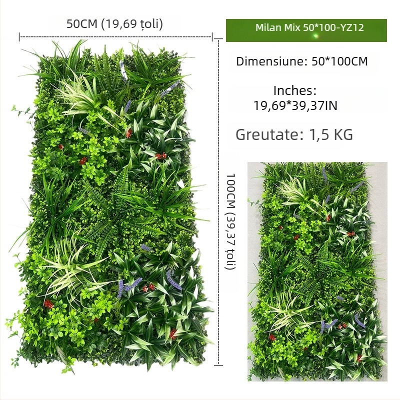 Panou decorativ cu plante artificiale, 50×100 cm, fundal pentru intrarea în mall