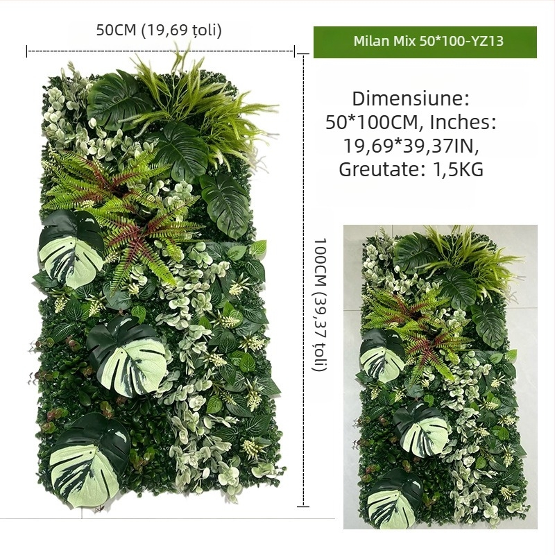 Panou decorativ cu plante artificiale, 50×100 cm, fundal pentru intrarea în mall