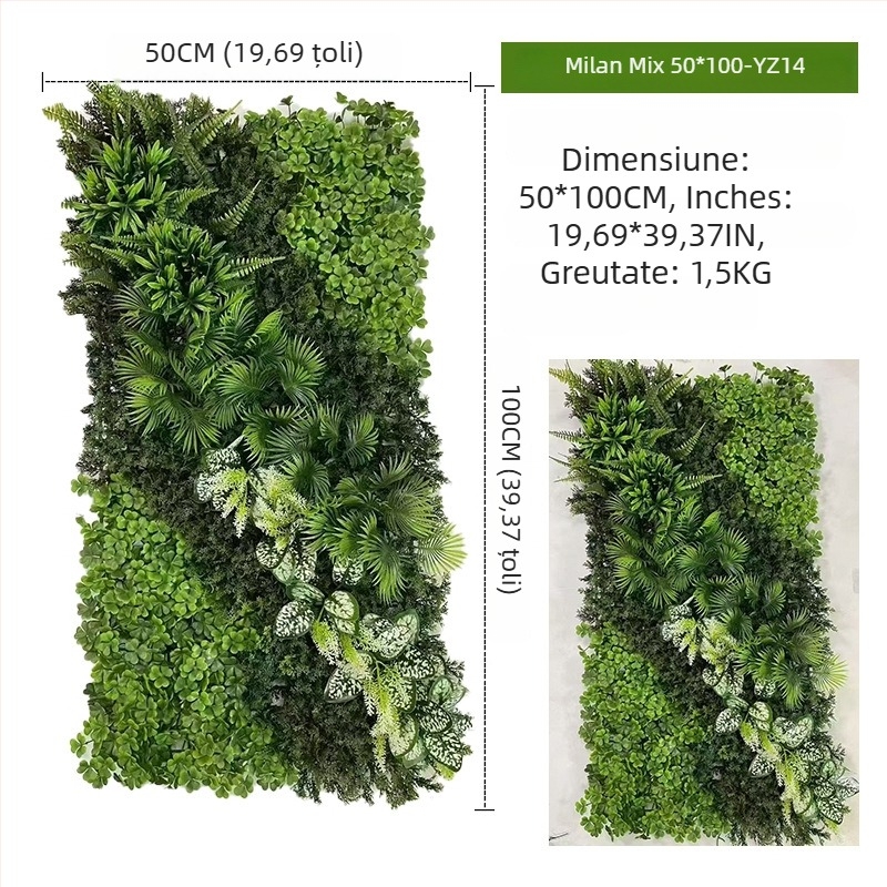 Panou decorativ cu plante artificiale, 50×100 cm, fundal pentru intrarea în mall