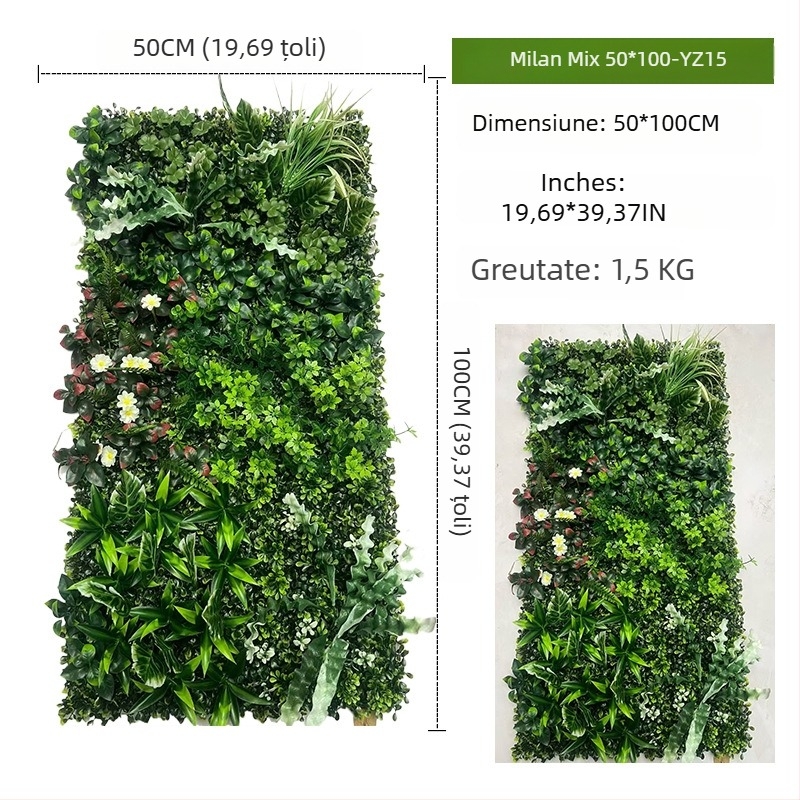 Panou decorativ cu plante artificiale, 50×100 cm, fundal pentru intrarea în mall