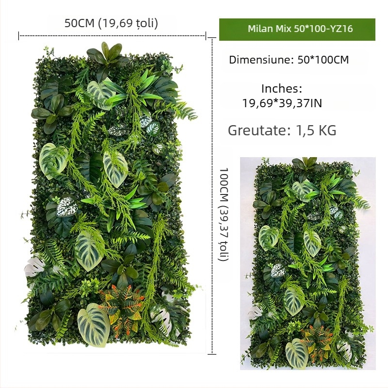 Panou decorativ cu plante artificiale, 50×100 cm, fundal pentru intrarea în mall