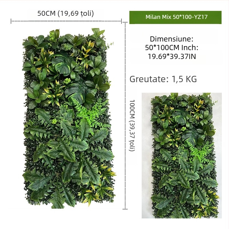 Panou decorativ cu plante artificiale, 50×100 cm, fundal pentru intrarea în mall