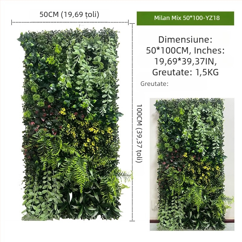 Panou decorativ cu plante artificiale, 50×100 cm, fundal pentru intrarea în mall