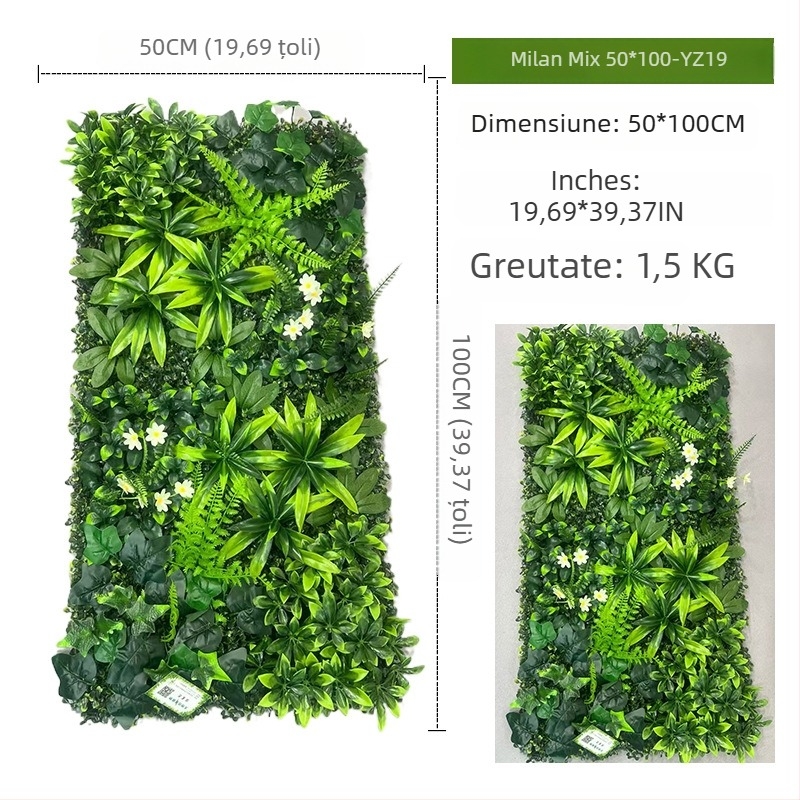 Panou decorativ cu plante artificiale, 50×100 cm, fundal pentru intrarea în mall