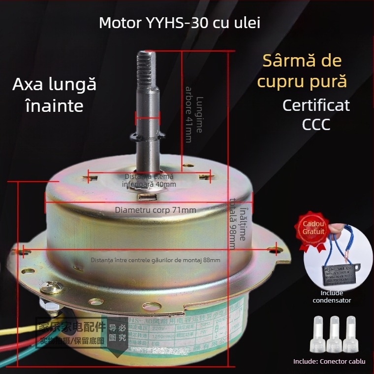 YYHS-3040 Motor de ventilație încastrat pentru plafon, ventilator de evacuare, cu rulment cu bile, motor din cupru integral, universal