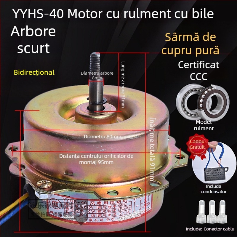 YYHS-3040 Motor de ventilație încastrat pentru plafon, ventilator de evacuare, cu rulment cu bile, motor din cupru integral, universal