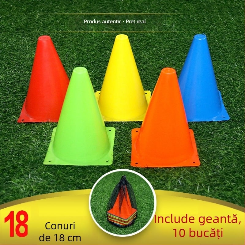Echipament de antrenament la fotbal pentru copii — Set obstacole cu conuri, bariere, bare pentru săritură și stâlpi de semnalizare