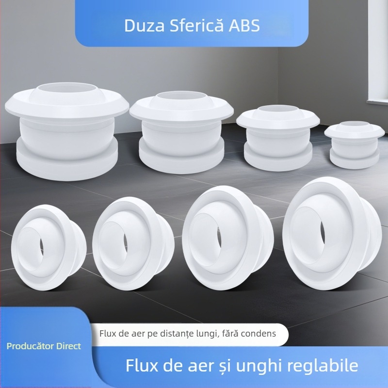 Orificiu de aer ABS sferic pentru aer condiționat central, cu ventil reglabil