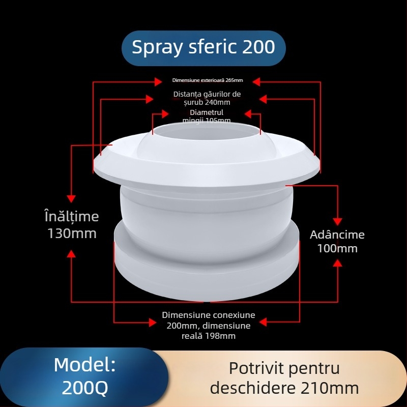 Orificiu de aer ABS sferic pentru aer condiționat central, cu ventil reglabil