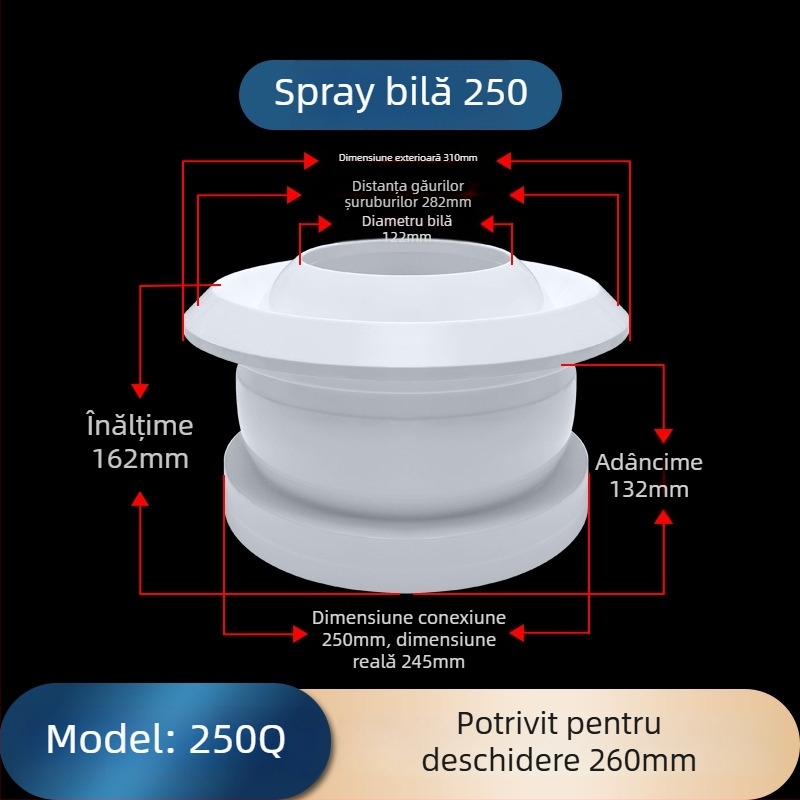 Orificiu de aer ABS sferic pentru aer condiționat central, cu ventil reglabil