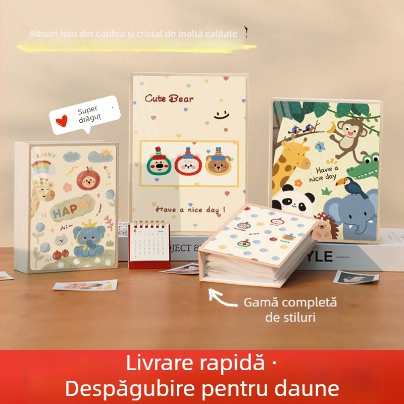 Album foto cristal pentru bebeluși și copii, legare cu șuruburi, capacitate mare pentru fotografii de familie