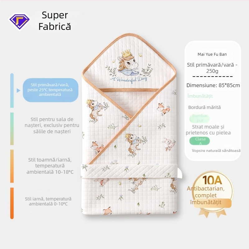 Cuvertură pentru înfășat nou-născut din 100% bumbac, Clasa A pentru îngrijire mamă-beb, primăvară-toamnă, anti-trezire