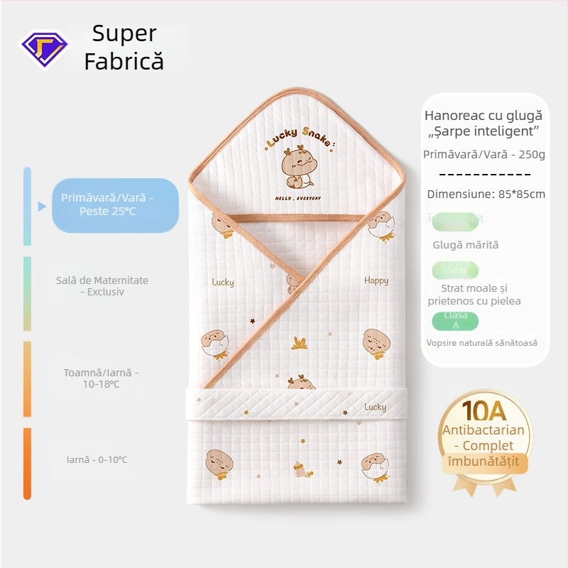 Cuvertură pentru înfășat nou-născut din 100% bumbac, Clasa A pentru îngrijire mamă-beb, primăvară-toamnă, anti-trezire