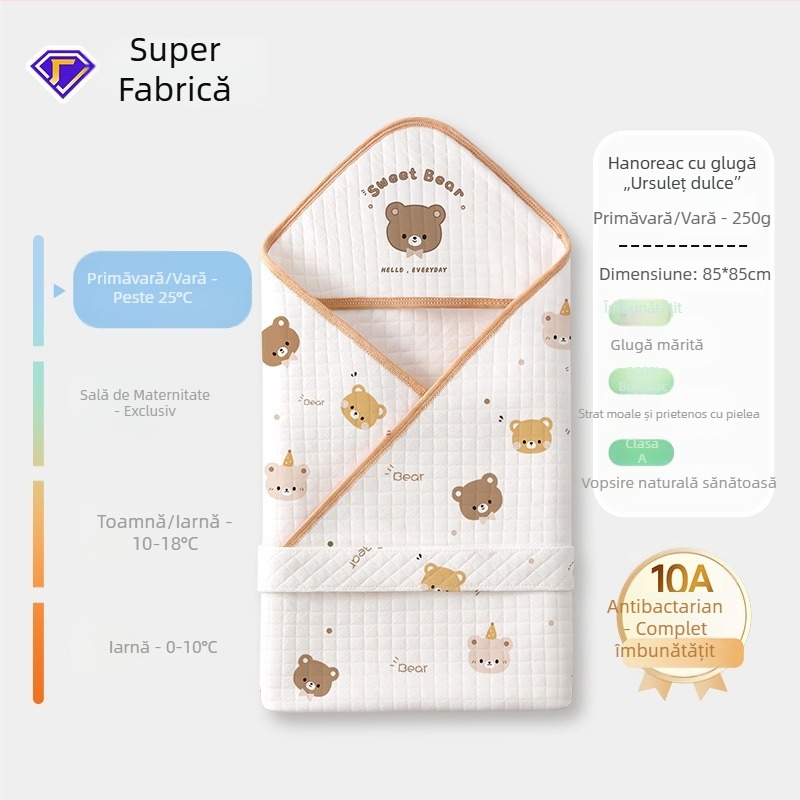 Cuvertură pentru înfășat nou-născut din 100% bumbac, Clasa A pentru îngrijire mamă-beb, primăvară-toamnă, anti-trezire