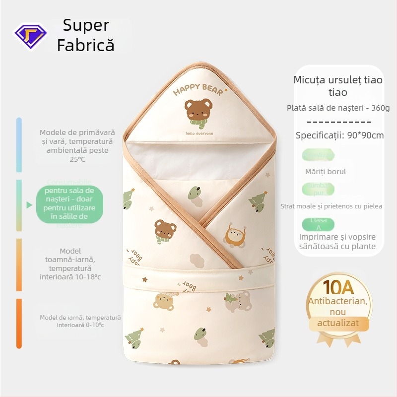 Cuvertură pentru înfășat nou-născut din 100% bumbac, Clasa A pentru îngrijire mamă-beb, primăvară-toamnă, anti-trezire