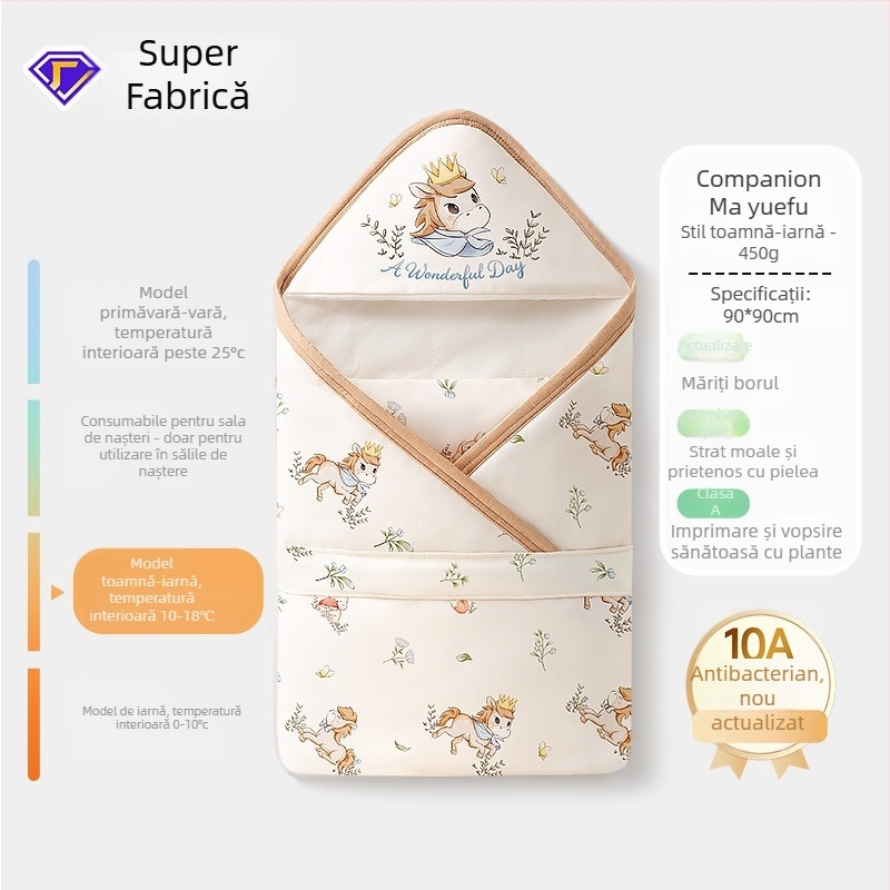 Cuvertură pentru înfășat nou-născut din 100% bumbac, Clasa A pentru îngrijire mamă-beb, primăvară-toamnă, anti-trezire
