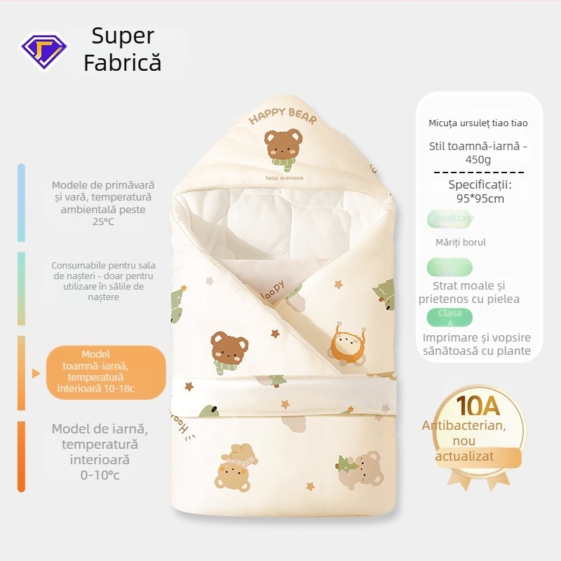 Cuvertură pentru înfășat nou-născut din 100% bumbac, Clasa A pentru îngrijire mamă-beb, primăvară-toamnă, anti-trezire