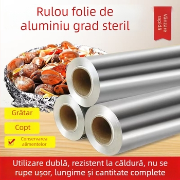 Folie de aluminiu alimentară, rezistentă la temperaturi înalte, cu grosime și lățime mari, pentru grătare și coacere, rolă mare