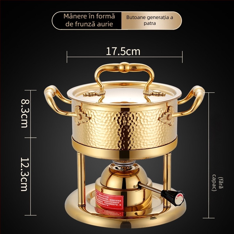 Oală de hot pot pentru o singură porție din oțel inoxidabil 304, cu plită pe gaz, pentru hoteluri și restaurante
