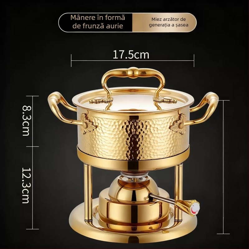 Oală de hot pot pentru o singură porție din oțel inoxidabil 304, cu plită pe gaz, pentru hoteluri și restaurante