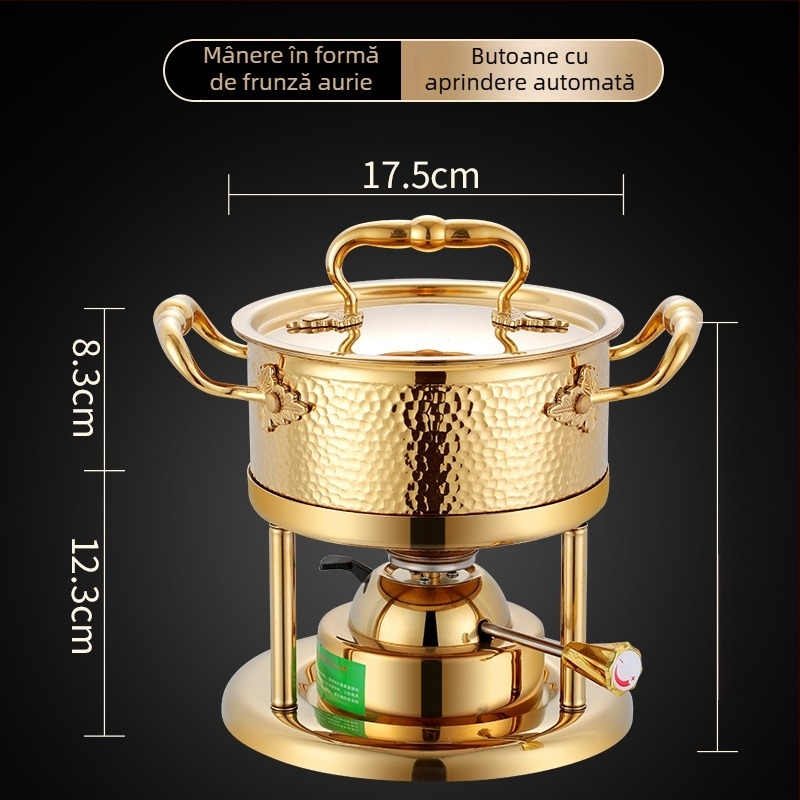 Oală de hot pot pentru o singură porție din oțel inoxidabil 304, cu plită pe gaz, pentru hoteluri și restaurante
