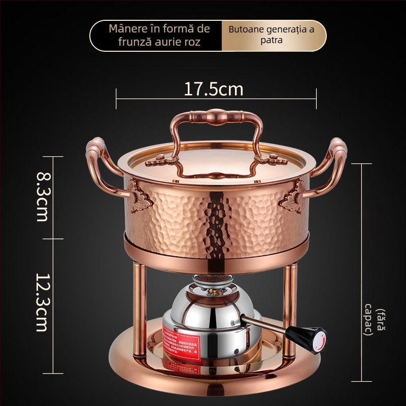 Oală de hot pot pentru o singură porție din oțel inoxidabil 304, cu plită pe gaz, pentru hoteluri și restaurante