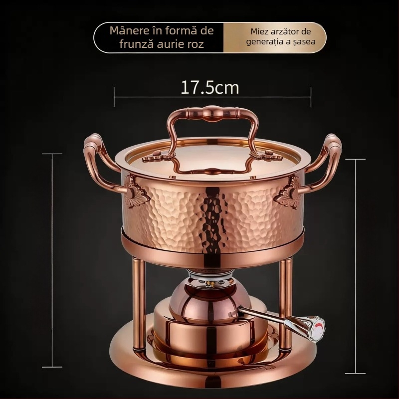 Oală de hot pot pentru o singură porție din oțel inoxidabil 304, cu plită pe gaz, pentru hoteluri și restaurante