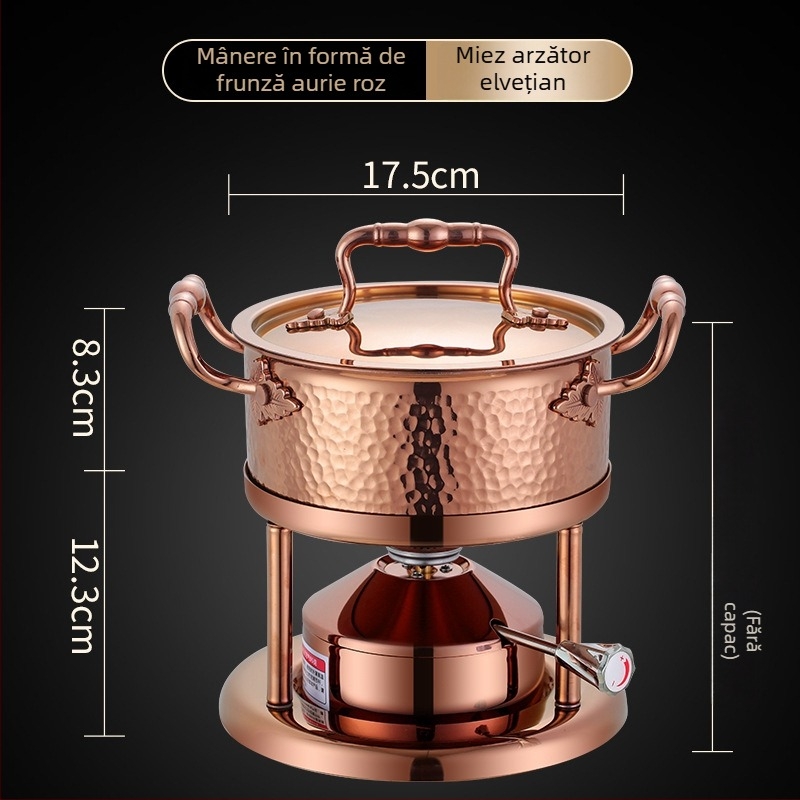 Oală de hot pot pentru o singură porție din oțel inoxidabil 304, cu plită pe gaz, pentru hoteluri și restaurante