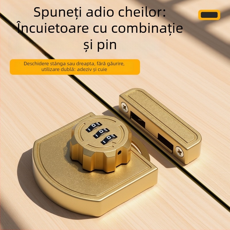 Fără găuri: încuietoare pentru sertare și uși glisante, blocare dublă, mecanism push-pull pentru depozitare mobilier