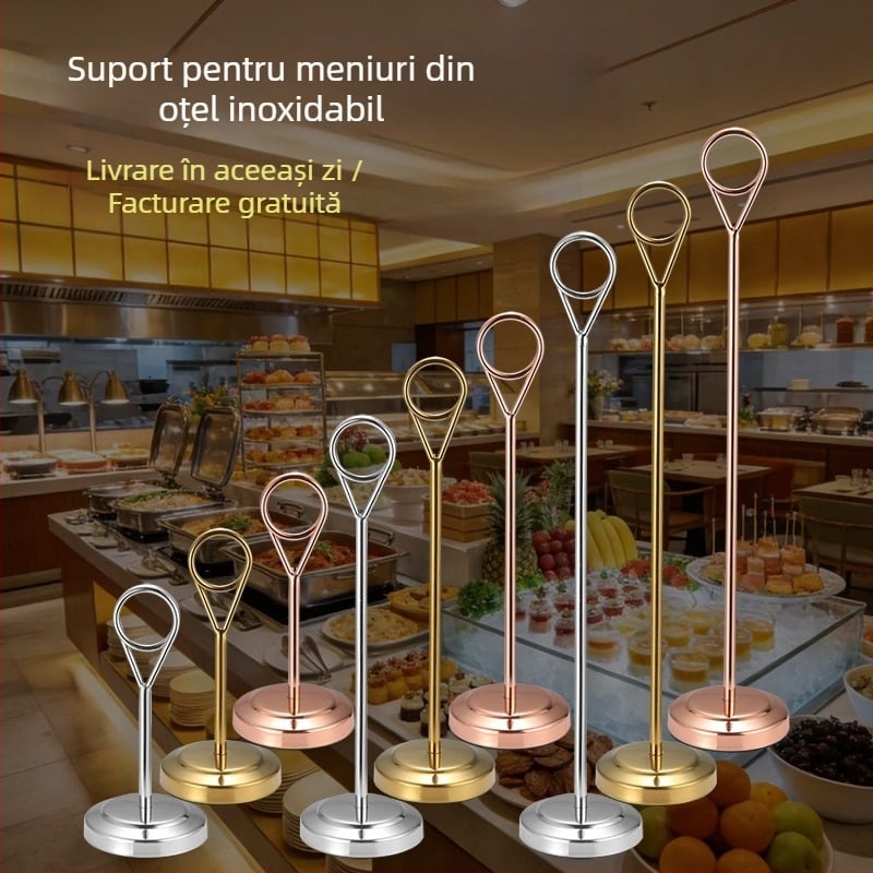 Carduri de așezare și suporturi pentru meniuri din oțel inoxidabil pentru nunți, hoteluri și restaurante