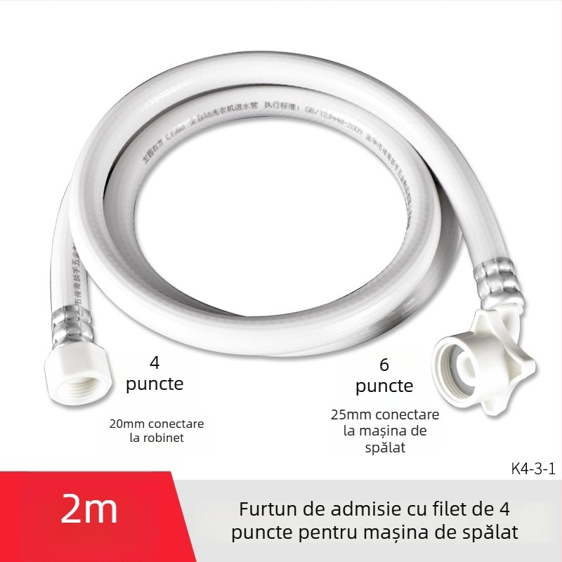 Furtun universal de alimentare cu apă pentru mașina de spălat, PVC, țeavă de extindere cu filet de 4 părți