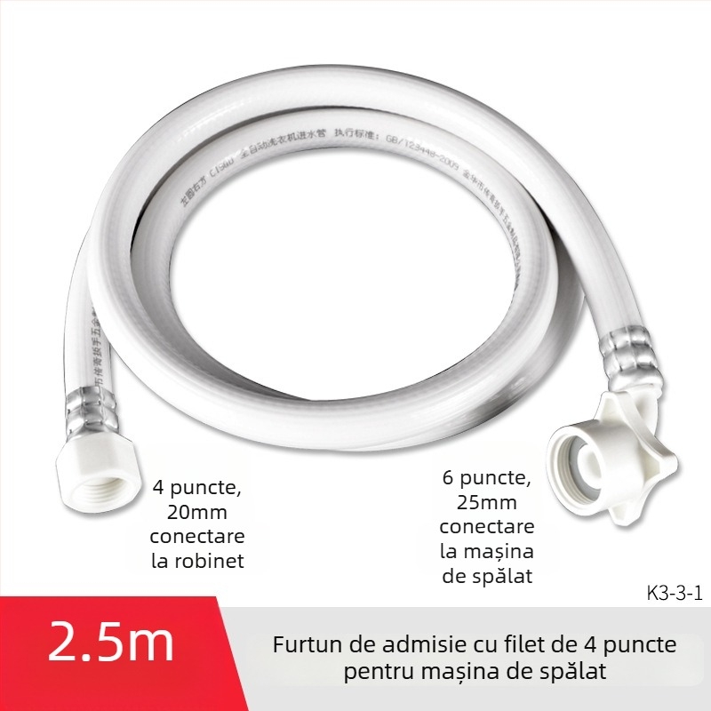 Furtun universal de alimentare cu apă pentru mașina de spălat, PVC, țeavă de extindere cu filet de 4 părți
