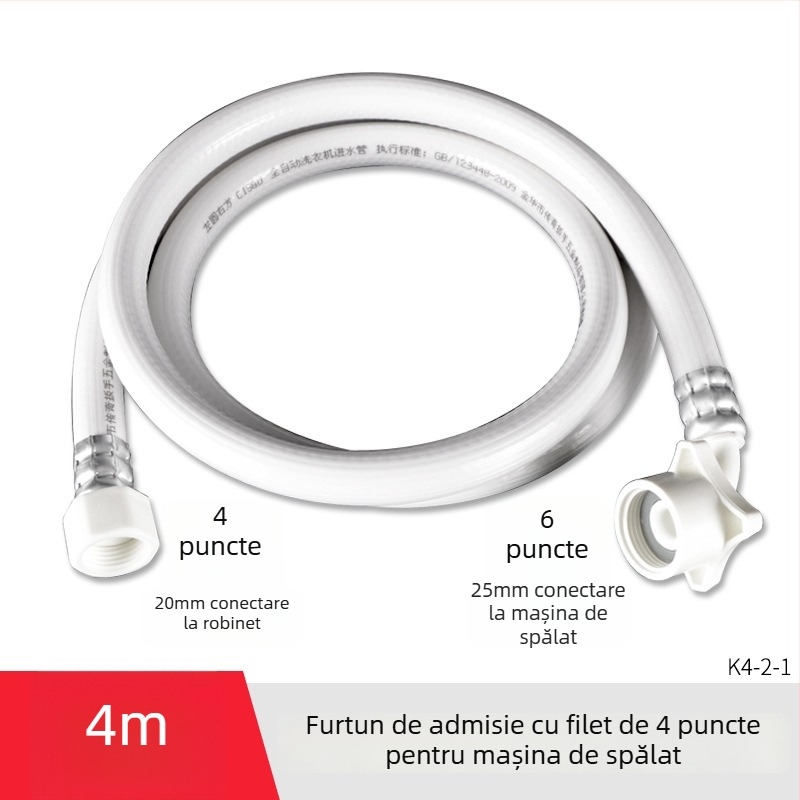 Furtun universal de alimentare cu apă pentru mașina de spălat, PVC, țeavă de extindere cu filet de 4 părți