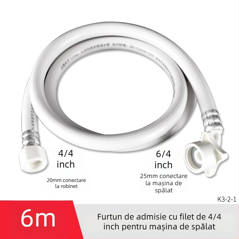 Furtun universal de alimentare cu apă pentru mașina de spălat, PVC, țeavă de extindere cu filet de 4 părți