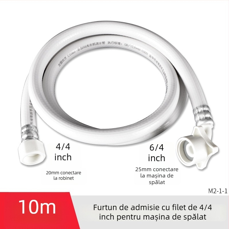 Furtun universal de alimentare cu apă pentru mașina de spălat, PVC, țeavă de extindere cu filet de 4 părți