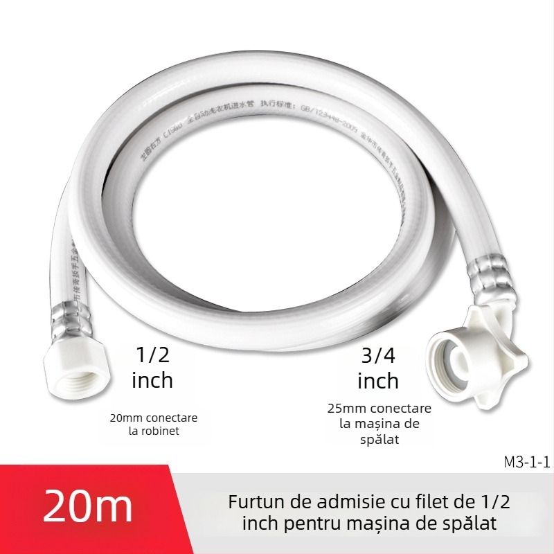 Furtun universal de alimentare cu apă pentru mașina de spălat, PVC, țeavă de extindere cu filet de 4 părți
